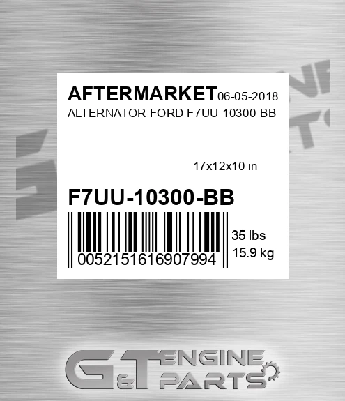 F7UU-10300-BB Alternator Ford F7uu-10300-bb for AFTERMARKET