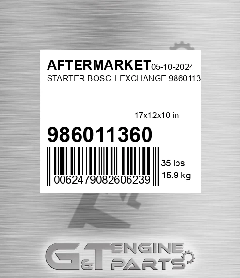 986011360 AFTERMARKET Starter Bosch Exchange