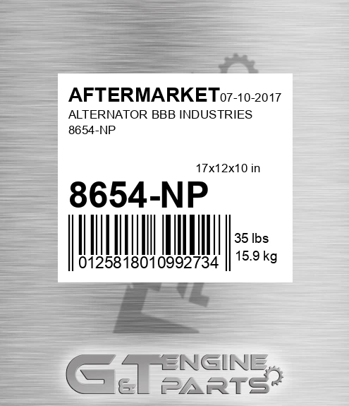 8654-NP Alternator Bbb Industries 8654-np for AFTERMARKET