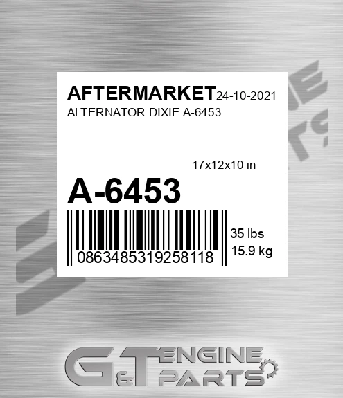 A-6453 Alternator Dixie A-6453 for AFTERMARKET