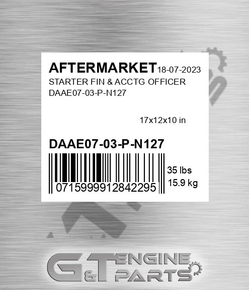 DAAE07-03-P-N127 Starter Fin & Acctg Officer Daae07-03-p-n127 for AFTERMARKET