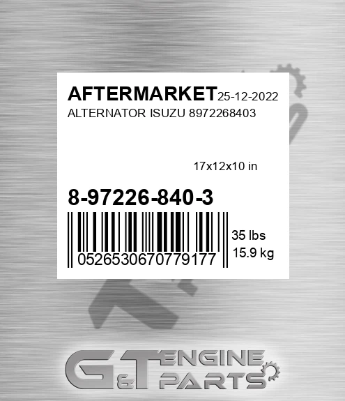 8-97226-840-3 Alternator Isuzu 8972268403 for AFTERMARKET