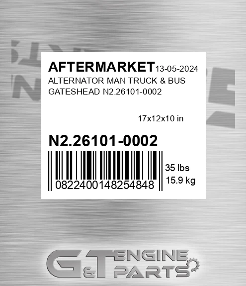 N2.26101-0002 Alternator Man Truck & Bus Gateshead N2.26101-0002 for AFTERMARKET