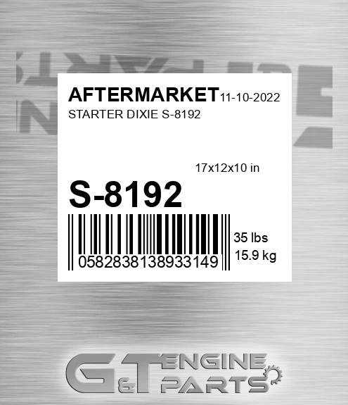 S-8192 Starter Dixie S-8192 for AFTERMARKET