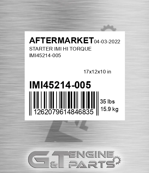 IMI45214-005 Starter Imi Hi Torque Imi45214-005 for AFTERMARKET