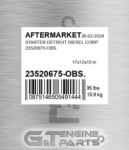 23520675-OBS. Starter Detroit Diesel Corp 23520675-obs. for AFTERMARKET
