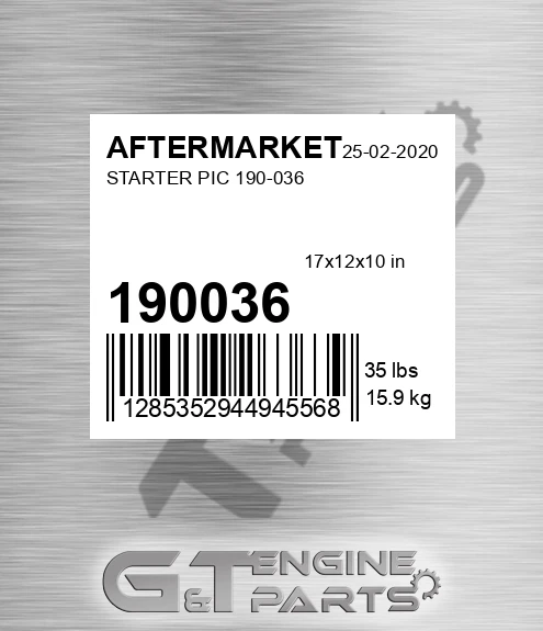 190036 Starter Pic for AFTERMARKET
