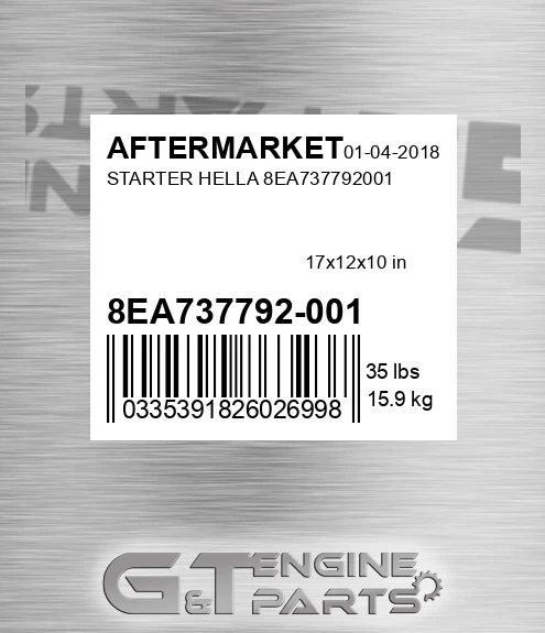 8EA737792-001 Starter Hella for AFTERMARKET