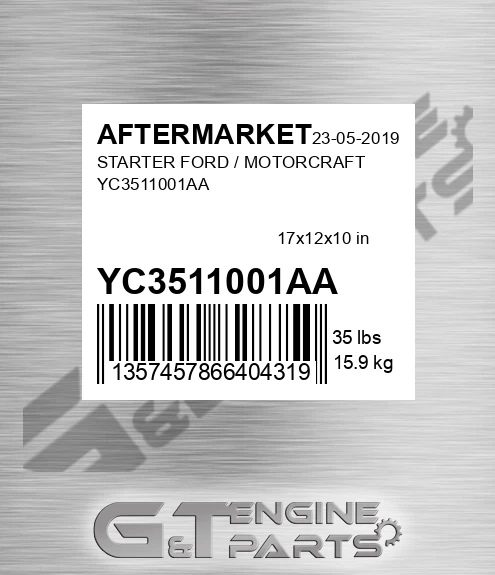 YC3511001AA Starter Ford / Motorcraft Yc3511001aa for AFTERMARKET