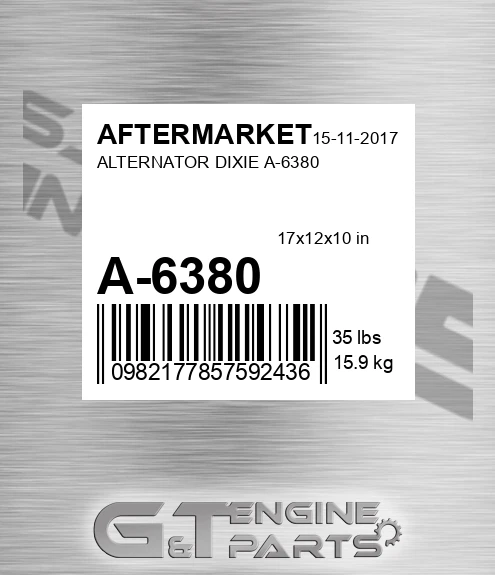 A-6380 Alternator Dixie A-6380 for AFTERMARKET