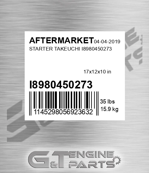 I8980450273 Starter Takeuchi I8980450273 for AFTERMARKET