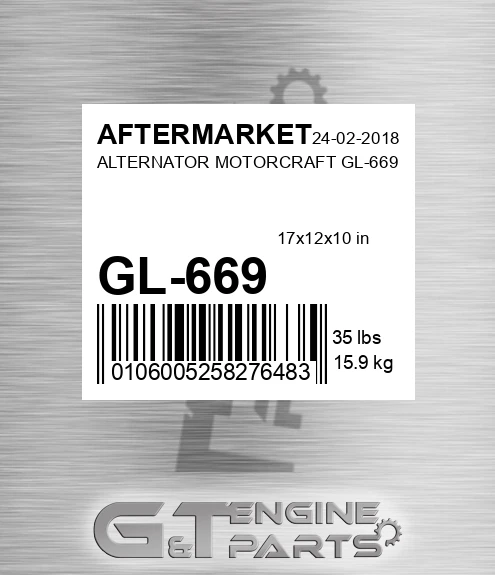 GL-669 Alternator Motorcraft Gl-669 for AFTERMARKET