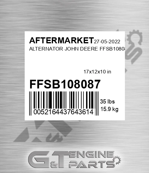FFSB108087 Alternator John Deere for AFTERMARKET