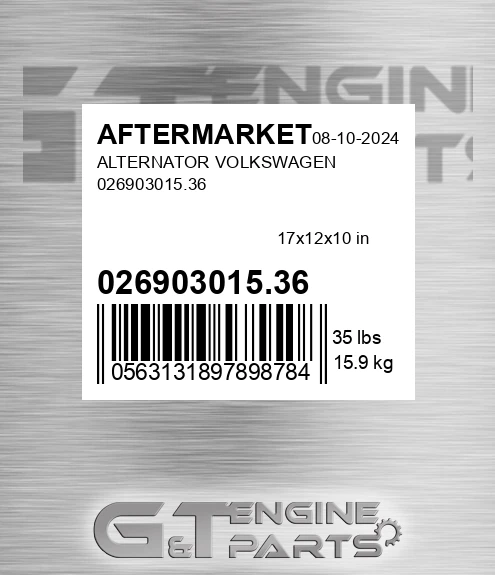 026903015.36 Alternator Volkswagen 026903015.36 for AFTERMARKET