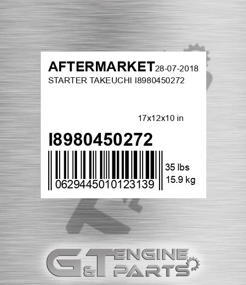 I8980450272 Starter Takeuchi I8980450272 for AFTERMARKET