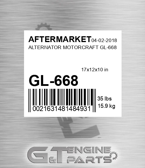 GL-668 Alternator Motorcraft Gl-668 for AFTERMARKET