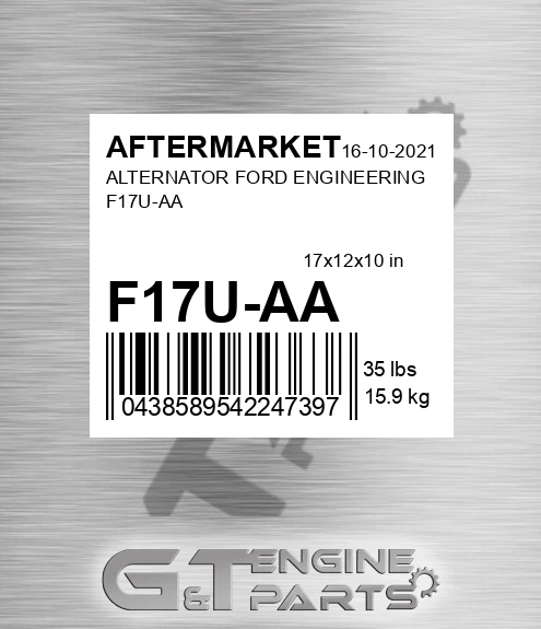 F17U-AA Alternator Ford Engineering F17u-aa for AFTERMARKET