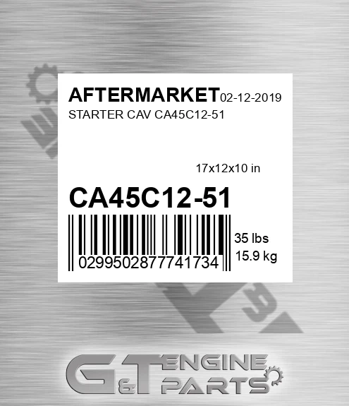 CA45C12-51 Starter Cav Ca45c12-51 for AFTERMARKET