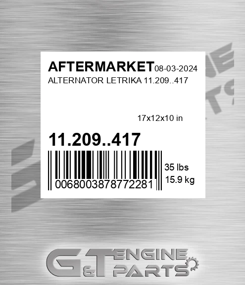 11.209..417 Alternator Letrika 11.209..417