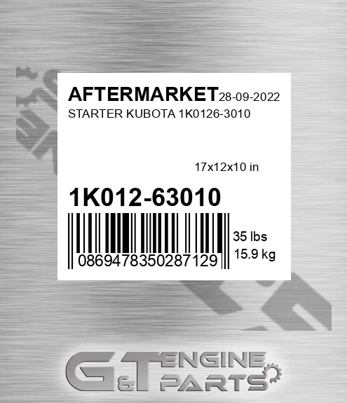 1K012-63010 Starter Kubota 1k0126-3010 for AFTERMARKET