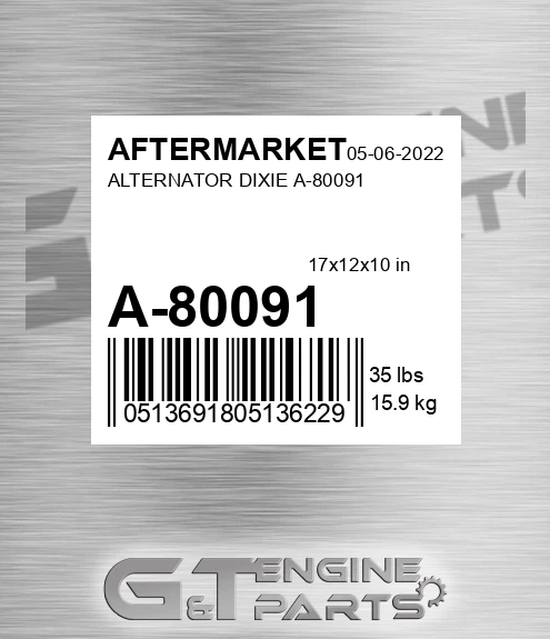 A-80091 Alternator Dixie A-80091 for AFTERMARKET