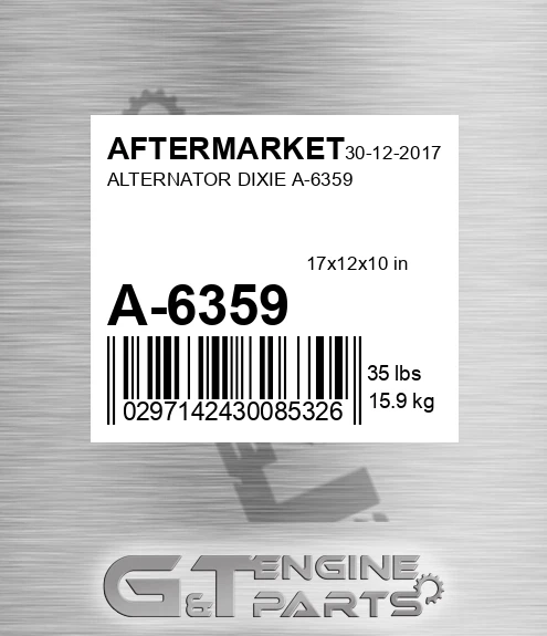 A-6359 Alternator Dixie A-6359 for AFTERMARKET