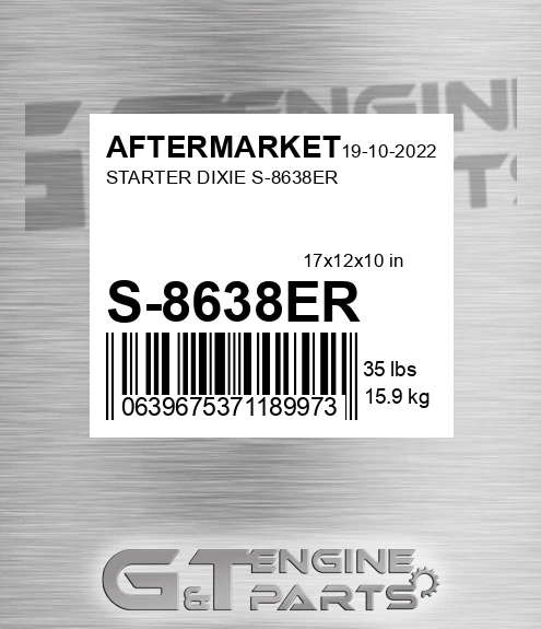 S-8638ER Starter Dixie S-8638er for AFTERMARKET