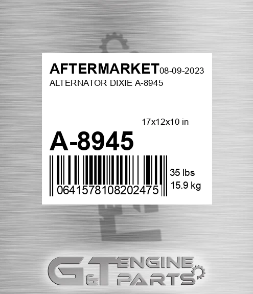 A-8945 Alternator Dixie A-8945 for AFTERMARKET