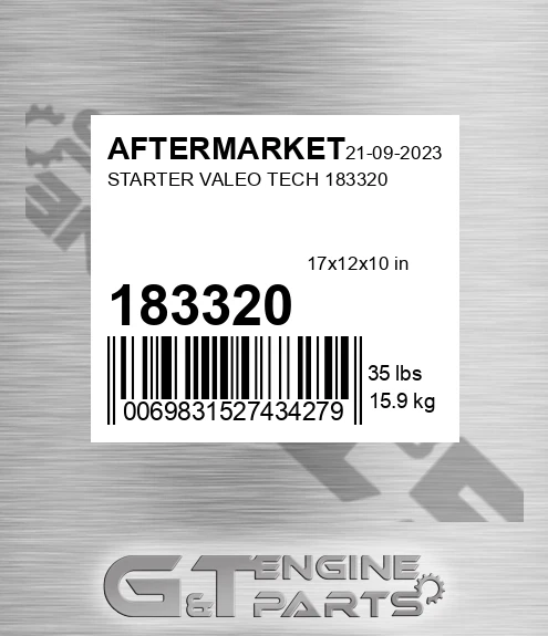183320 Starter Valeo Tech for AFTERMARKET