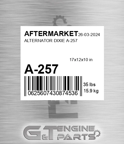 A-257 Alternator Dixie A-257 for AFTERMARKET