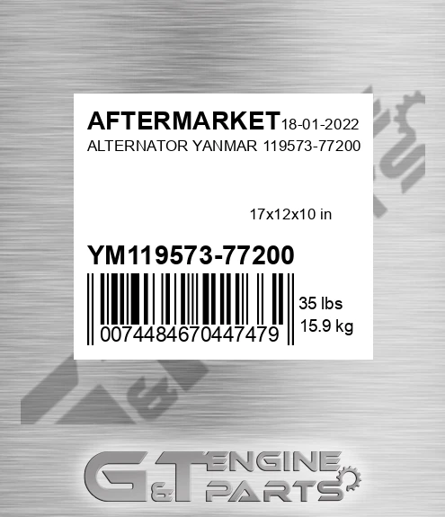 YM119573-77200 Alternator Yanmar 119573-77200