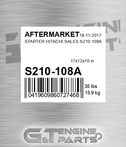 S210-108A Starter Hitachi Sales S210-108a for AFTERMARKET