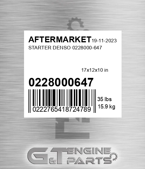 0228000647 Starter Denso