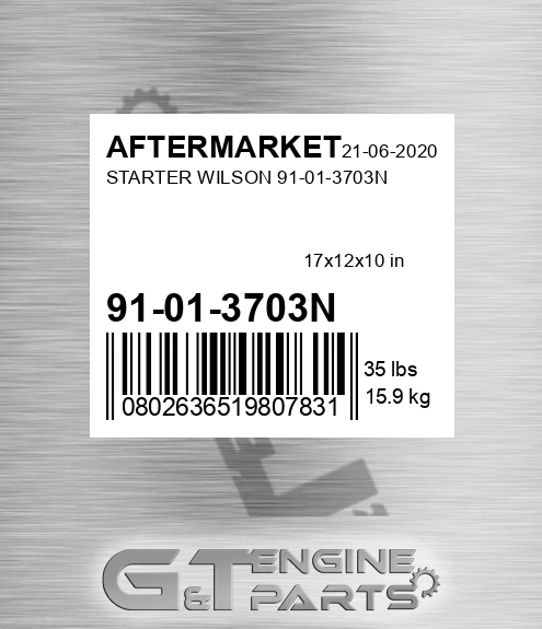 91-01-3703N Starter Wilson 91-01-3703n for AFTERMARKET