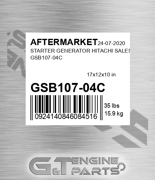 GSB107-04C Starter Generator Hitachi Sales Gsb107-04c for AFTERMARKET