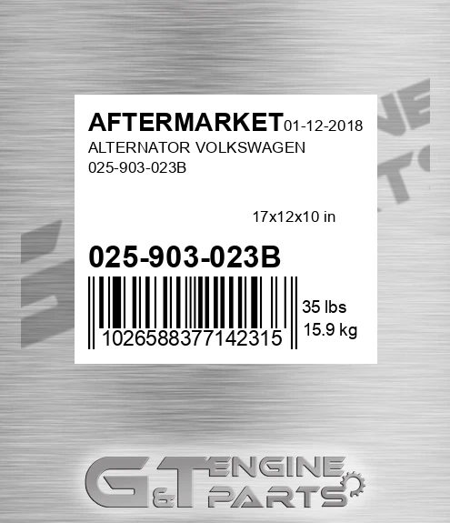 025-903-023B Alternator Volkswagen 025-903-023b for AFTERMARKET