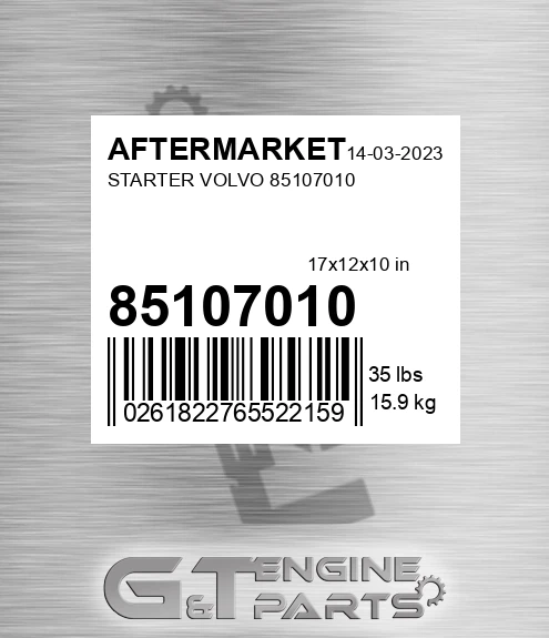 85107010 Starter Volvo for AFTERMARKET