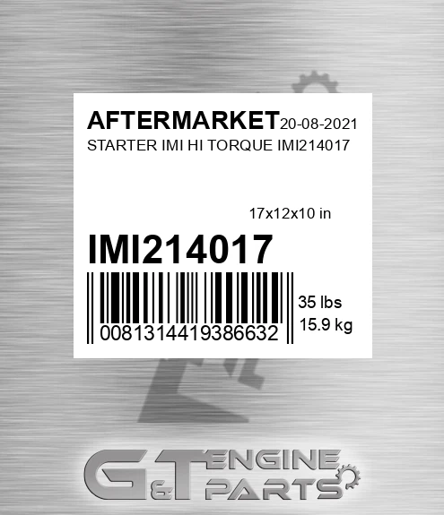 IMI214017 Starter Imi Hi Torque Imi214017 for AFTERMARKET