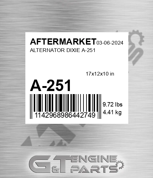 A-251 Alternator Dixie A-251 for AFTERMARKET