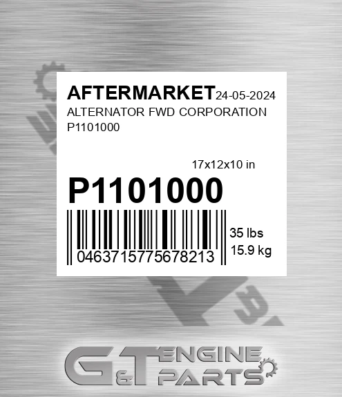 P1101000 Alternator Fwd Corporation for AFTERMARKET