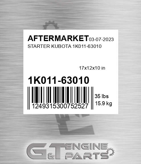 1K011-63010 Starter Kubota 1k011-63010 for AFTERMARKET