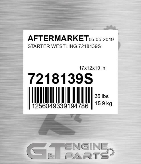 7218139S Starter Westling for AFTERMARKET
