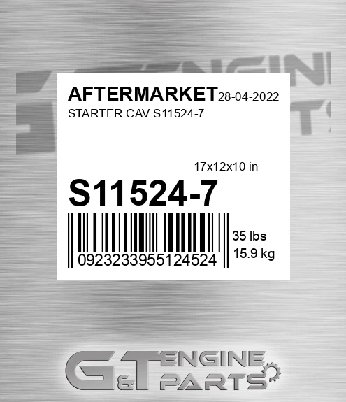 S11524-7 Starter Cav S11524-7 for AFTERMARKET