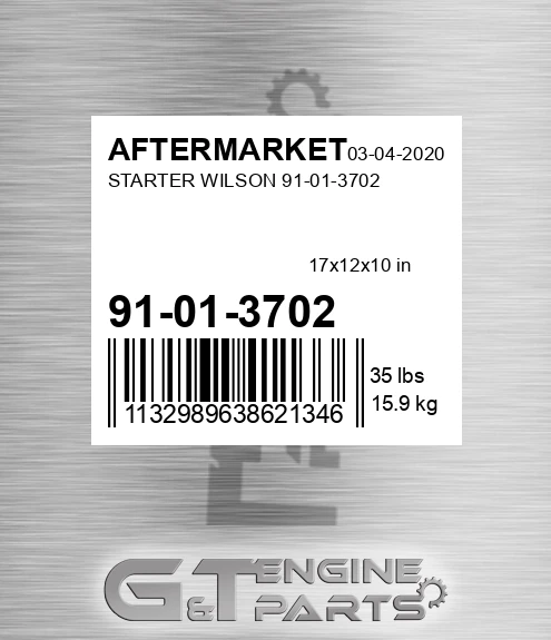 91-01-3702 Starter Wilson 91-01-3702 for AFTERMARKET