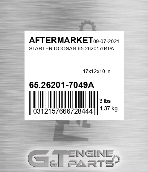 65.26201-7049A Starter Doosan 65.262017049a for AFTERMARKET