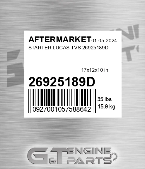 26925189D Starter Lucas Tvs for AFTERMARKET