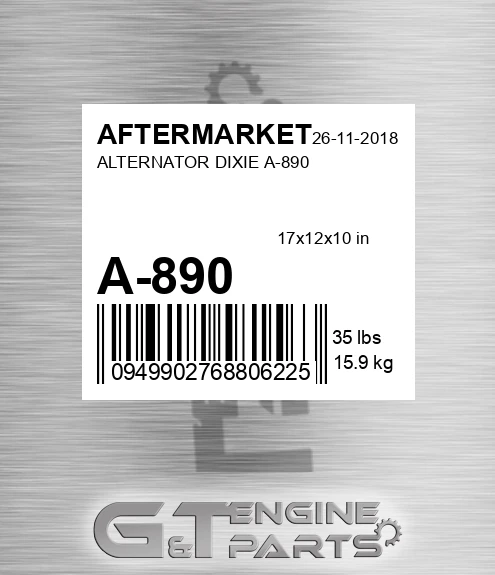 A-890 Alternator Dixie A-890 for AFTERMARKET