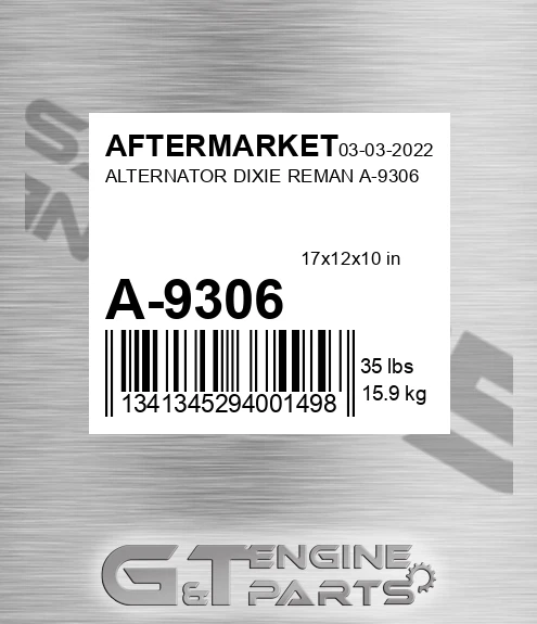 A-9306 Alternator Dixie Reman A-9306 for AFTERMARKET