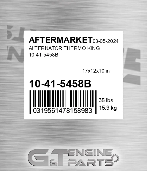 10-41-5458B Alternator Thermo King 10-41-5458b for AFTERMARKET