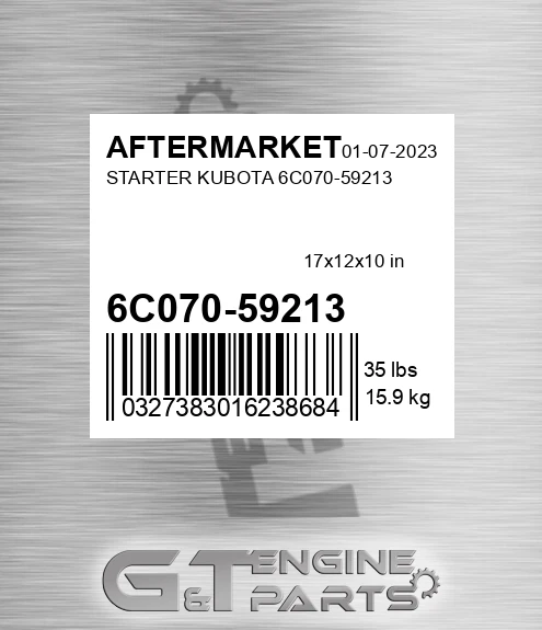 6C070-59213 Starter Kubota 6c070-59213 for AFTERMARKET